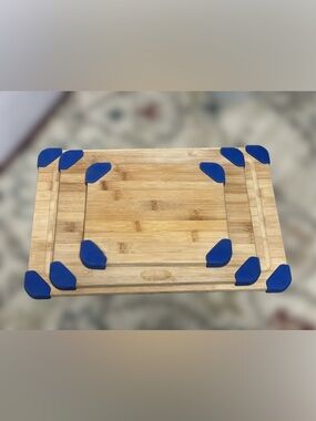 Cook with Color Bamboo Cutting Board Set of 3 with Blue Rubber Corner Protectors